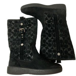 Coach black women black winter boots size 8.5 casual style